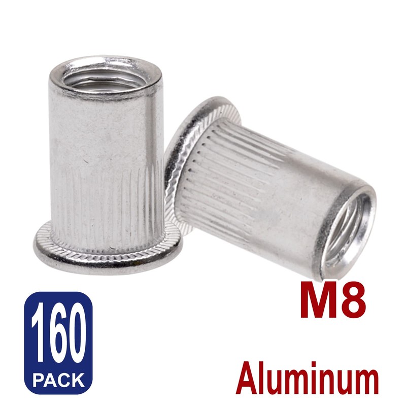 M8 Rivet Nuts Metric Nutserts, Aluminum 160 pcs, Nut Bolt