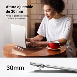 UGREEN Soporte para Laptop Aluminum Portátil, Plegable y Pegable, Base Soporte Laptop con Altura Ajustable de 30mm, Invisible Autoadhesivo con Altura Ergonómica para Portátiles y Tabletas