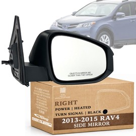 Spieg Passenger Side Mirror for 2013-2015 Toyota RAV4 Power Adjustment Heated Glass Turn Signal Light Painted Black 7 Pins Right TO1321310