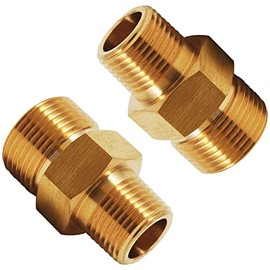 Fitvell - Accesorio de arandela a presión macho NPT de 1/4 pulgadas a rosca macho M22-14 mm, 4500PSI (paquete de 2)