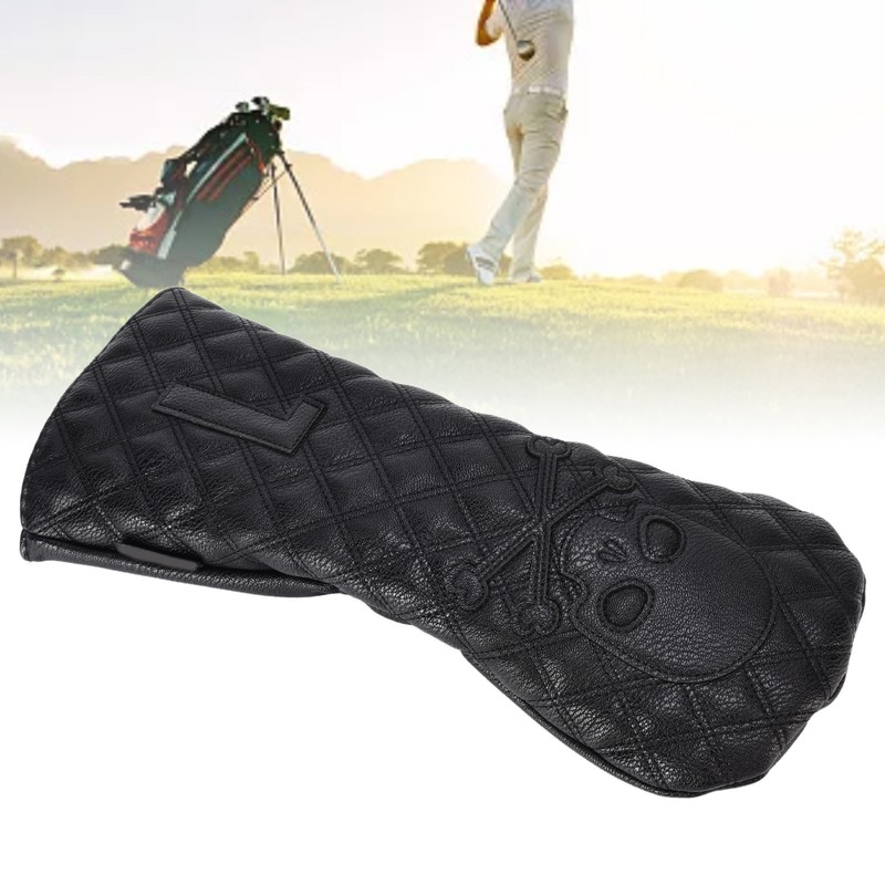 PU Leather Golf Wood Head Covers Waterproof Golf Skull Pattern