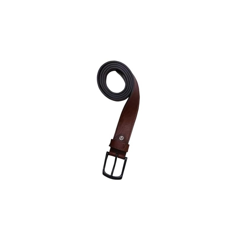 camel active Leather Belt 4 cm Wide Metal Clasp Cognac,