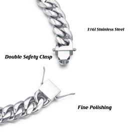 VIVDEC Miami Cuban Link Bracelet for Men 12MM Stainless Steel Hip Hop Chain in Gift Box
