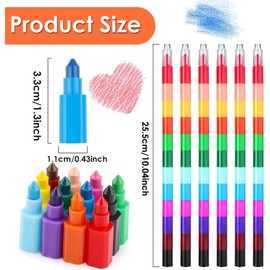 Sigowal 24Pcs Stacking Crayons Stackable Buildable Crayons, Colorful Crayons DIY Rainbow Pencils, Colored Crayons Party Bag Fillers for Kids Writing, Drawing, Coloring, Office School Party Supplies