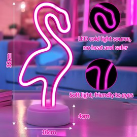 Flamingo Neon Sign, Flamingo Decoration, Gaming Accessories, Gaming Decoration, LED Decoration, Gaming LED, LED Sign, Gaming Room Neon Sign, Flamingo Gift, Game Room Bar Party Decoration (USB and