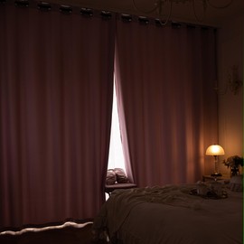 MOONVAN - Juego de cortinas opacas con ojales, color rosa de 84 pulgadas de largo, 2 paneles con ojales, ahorro de energía, reducción de ruido, aislamiento térmico para recámara, sala de estar,