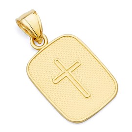 Wellingsale 14K Yellow Gold Polished Diamond Cut Religious Holy Spirit Dove "Espiritus Santo" Charm Pendant