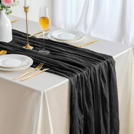 ButterMelt 4 Pack Black Cheesecloth Table Runner, 35x120 Inch Long Gauze Decor for Baby Shower, Bridal Shower or Wedding Party