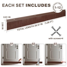 6 Pack Door Brush Sweep | 2.80" x 39.3" CEPIA Brown Aluminum Seal for Garage, Roll-Up & Exterior Doors for Gaps Up to 3" | Install on Bottom, Side, Top & Thresholds (236", 20 FT)