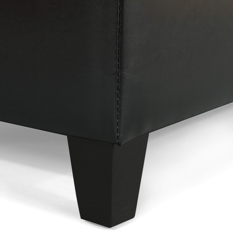 Stratford Black Leather Storage Ottoman