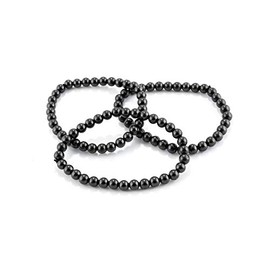 KASHU Shungite Gemstone Straight from Karelia: 3 x Dewdrops Bracelet, Shungite