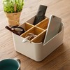 VICDUEKG Desk Organiser, 5 Compartments Bamboo Office Organiser with Pen