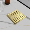 morefine Gold Shower Drain 6 inch with Flange, Square Shower