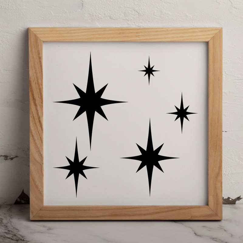 MAGJUCHE Abstract Stars Stencil 6 Inches, Reusable Starburst Stencil for