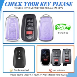 MILD EAST Key Fob Cover for Toyota with Keychain, Key Case Protector Compatible with RAV4 Corolla Prius Camry Highlander Avalon C-HR (Silver-purple)