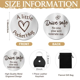 Sureio Pocket Hug Token Long Distance Relationship Keepsake Stainless Steel Double Sided Inspirational Gift with Keychain
