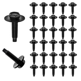 【Upgraded】 30 Pcs M6-1.0×25mm Hex Head SEMS Body Bolts w/Dog Point for GM Ford Chrysler – Black M6x1.0 Body Bolts for Car Dealers, Car Fastener Kit for Bumpers,Fenders, Splash Shield