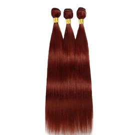 Tuheerst Straight Human Hair Bundles #33 Reddish Brown Human Hair 3 Bundles 50 g/PC Human Hair Extensions Real Hair Wefts Bundles Double Weft Remy Hair for Woman 24 26 28 Inches