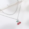 MONGAS Cherry Necklace 925 Sterling Silver Red Fruit Paperclip Necklace