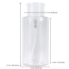 10oz Clear Push Down Pump Dispenser Empty Refillerble Bottle with Flip Top Cap - for Nail Polish, Travel, Cosmetics Packaging