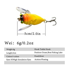 Topwater Bass Lures Fishing Bionic Tackle Wobbler Snakehead Bass Lure 5pcs Freshwater Crank baits 6.0g/5cm Floating isca Artificial Hard Plastic Bait