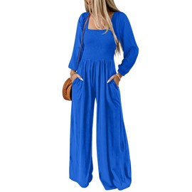 Dokotoo - Overol holgado casual para mujer, de una pieza, sin mangas, pierna ancha, pantalón largo con bolsillos, Azul oscuro, X-Large