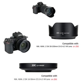 JJC Lens Hood for Nikon Z50 with NIKKOR Z DX 16-50mm F/3.5-6.3 VR and NIKKOR Z DX 50-250mm F/4.5-6.3 VR Camera Lenses, Replaces Nikon HN-40 and Nikon HB-90A Lens Hood