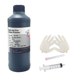 AYMSous Black Ink Refill Ink Kit Dye Ink 500ml Compatible with HP Inkjet Printers Refillable Cartridge CISS CIS System (16.9 oz) with Syringe & Glove
