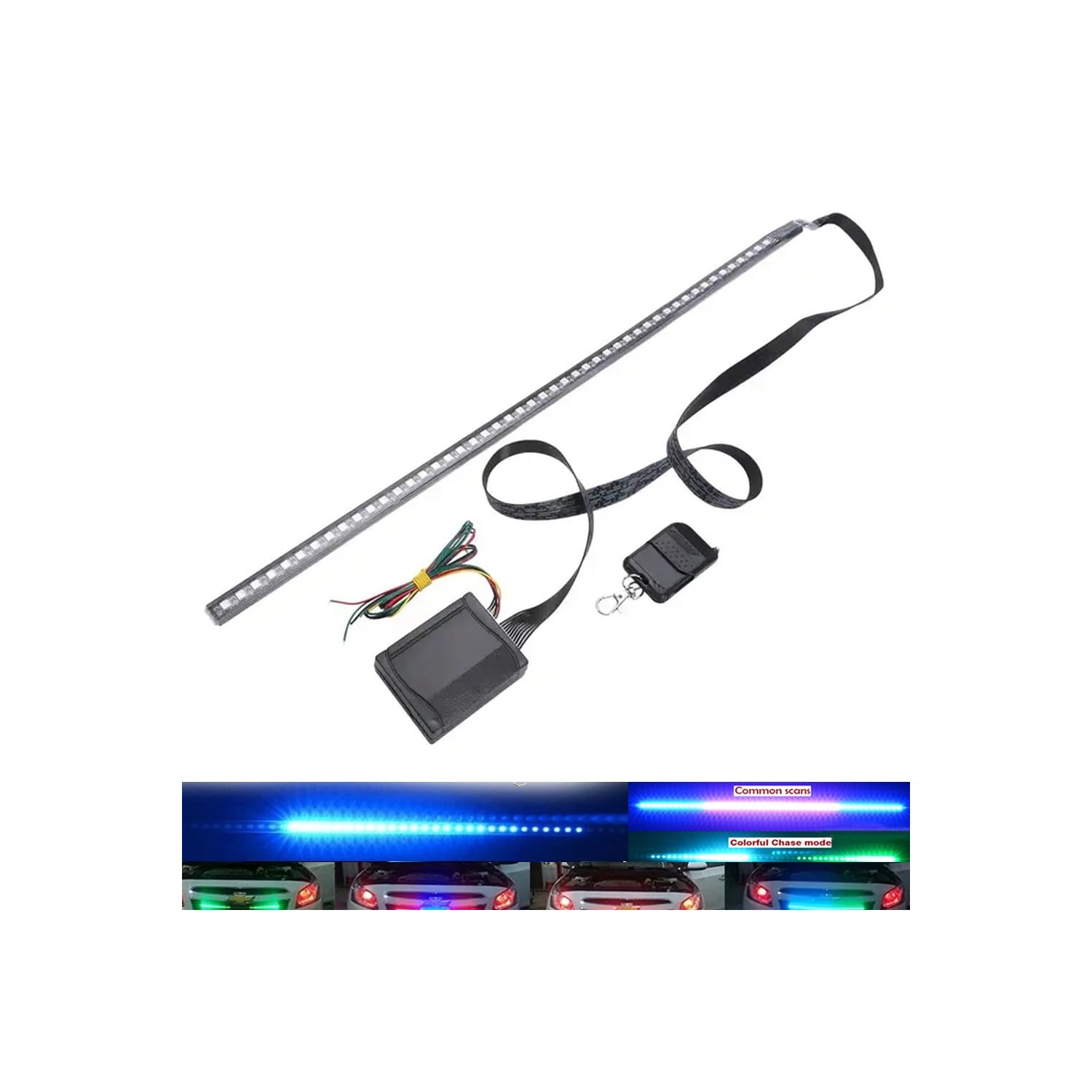 Juren RGB LED Knight Rider Scanner Light Strip 23inch 48-SMD ...