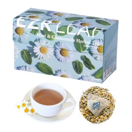 EZR Leaf Mint & Chamomile Herbal Tea 20 Pyramid Tea Bags 1.4 Once with Lemongrass Mint Leaves Caffeine Free Decaf Blend Natural Relaxing,Wellness Gift-Ready