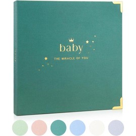 Baby Book Keepsake for Baby Boys and Girls - Baby's First 5 Year Memory Book - Baby Journal Scrapbook Photo Album - Gender Neutral Baby Milestone Book for New Parents - Childhood Memory Book for Baby - Color: green