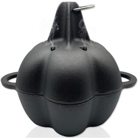 BOLVOUD Large Cast Iron Smoker Roaster & Garlic Roster Baker, Smoker Box, Pre-Seasoned Cast Iron Garlic Roaster for Grill, Perfect for BBQ and Oven, for Smoky, Flavorful Vegetables, Meats Wood Chips