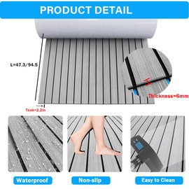 HZCHIONE EVA Foam Boat Decking Flooring 94x35, Faux Teak Boat Marine Carpet Boat Floor Non-Slip Self-Adhesive Foam Boat Floor Mat Rolls Sheet for Motorboat RV Yacht Kayak Deck Helm Pad