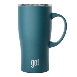 20oz Stainless Steel Handle Tumbler with Triple Insulation & Copper Lining – Keeps Coffee Hot for 6 Hours & Drinks Cold for 18 – Spill-Resistant Press-On Lid with Sliding Sip Design (Teal)