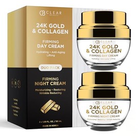 Clear Beauty Set De Crema Hidratante De Da Y Noche Con Oro De 24 Quilates Y Colgeno Crema Hidratante Antiedad Probada Por Dermatlogos Con...          