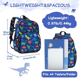 RAVUO Boys School Bag School Backpack with Chest Strap Children's Backpack 3-6 Years School Bag Boys 1 Class School Bag Boys, dino, Unique