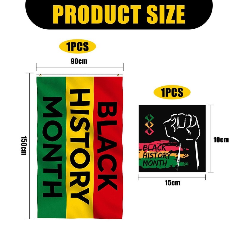 1 Black History Month Flag And 1 Decorative Painting Polyester