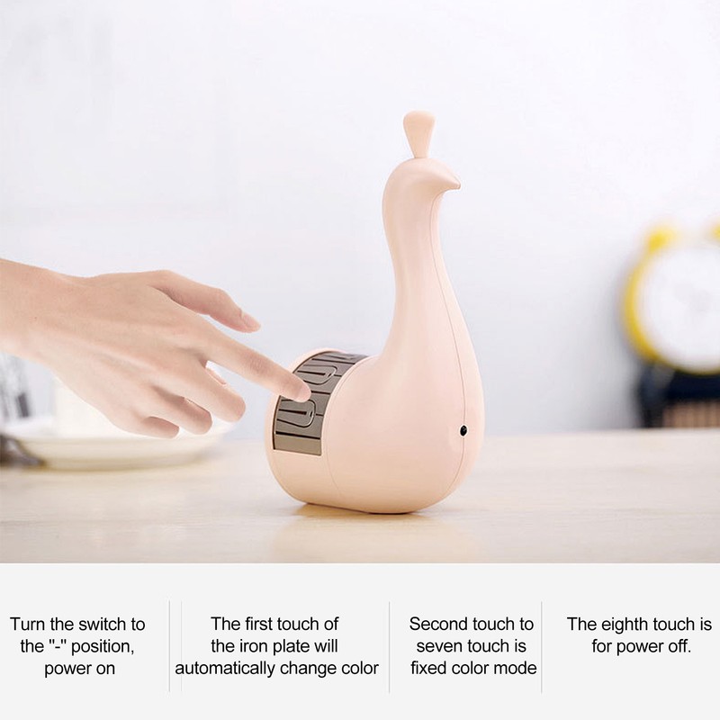 PeacockShaped Projection Lamp Decorative Light Touch Control ABS Nightlight Bedroom(Pink