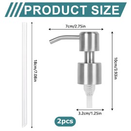 2 Pack Lotion Soap Dispenser Pump Replacement Soap Pump Dispenser Head,Stainless Steel Liquid Soap Dispenser Pump,Replacement Spare for Standard 28/400 (26 mm - 28mm) Neck Size(Silver)