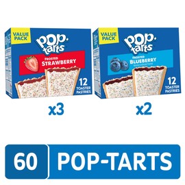 Pop-Tarts Toaster Pastries, Breakfast Foods, Kids Snacks, Variety Pack (5 Boxes, 60 Pop-Tarts)