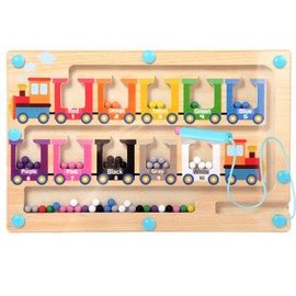 Magnetic Color and Number Maze, Montessori Toys for 3 4 5 Year Old, Wooden Magnet Balls Puzzles,Learning Educational Sensory Toys for Toddlers and Kids Boys Girls,Christmas Stocking Stuffers for Kids