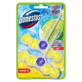 Domestos Domestos Power 5 Lime Toilet Rim Blocks 2x 50 g toilet freshener with a long-lasting fragrance clean and freshen for up to 300 flushes