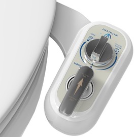 Left Handed Bidet Attachment for Toilet - Self-Cleaning control panel on left side Dual Nozzle (Frontal & Rear Wash) Non-Electric Adjustable Water Pressure, Water Bidet Toilet Seat Attachment