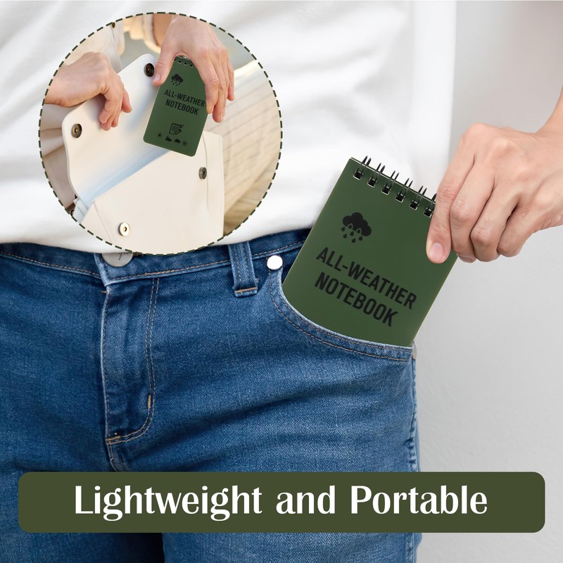 Waterproof Notebook, 4 Pack Mini Notepads, All Weather Pocket Notepad,