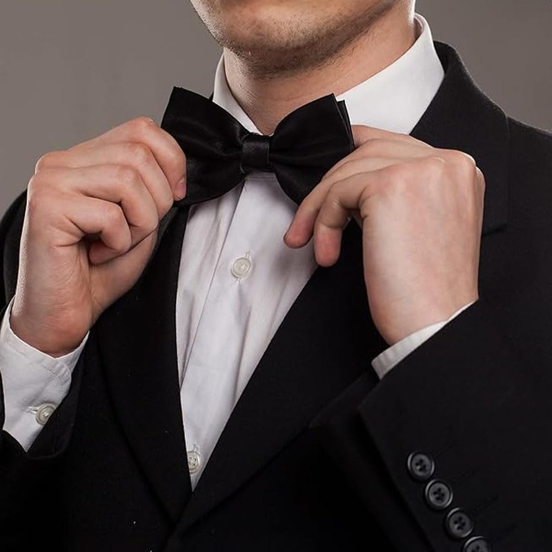 HUIQIHANG Men's Bow Tie, Adjustable bowtie, Classic Solid Color Pre-Tied