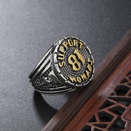 Sping Jewelry Support Nomads 81 Symbol Ring Silver Golden Plated Titanium Steel Biker Band for Men