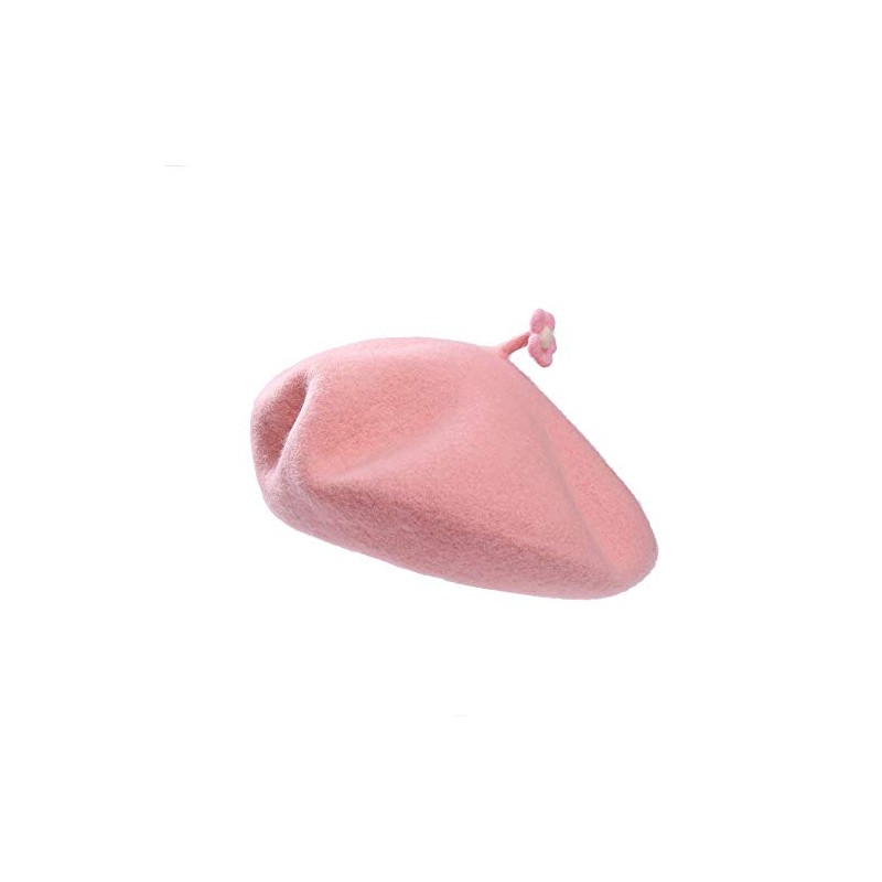 Zasy Plain Beret Hat Classic Wool Felt Flower Cap Casual