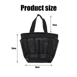Shower Bag, Portable Mesh Shower Bag, Foldable Quick Dry Beach Bag Mesh, With 8 Pockets For, Suitable For Gyms, Travel, Shower, Swimming, Beaches, And Summer Camps, Etc(Black)