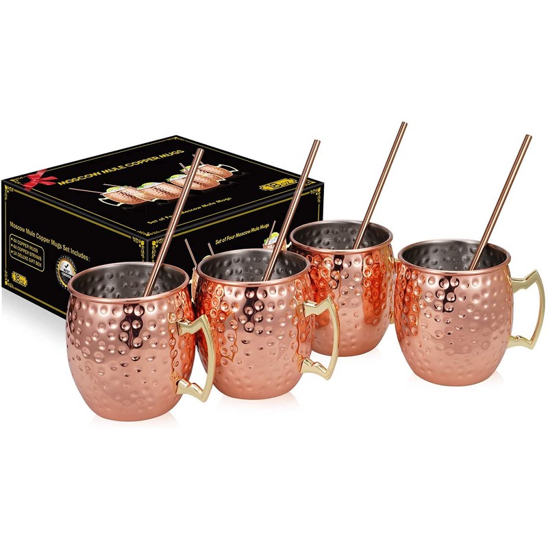 Widousy Moscow Mule Mugs - Set of 4-100% Handcrafted-Pure Solid