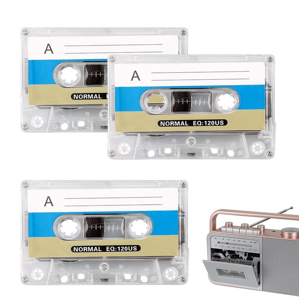 3PCS Cassette Tapes plastic Blank Cassette Tapes Blue Cassette Recorder